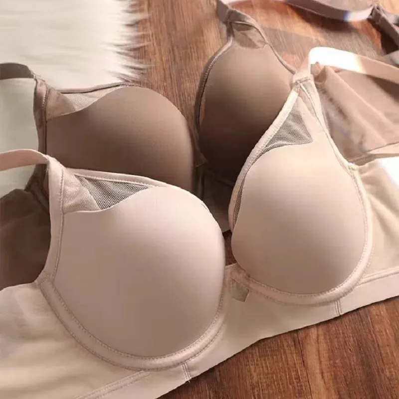 Plus Size Seamless Thin Push Up Lingerie For Women Large Breasts Look Smaller Anti-sagging Soft Underwire Bra — image 4