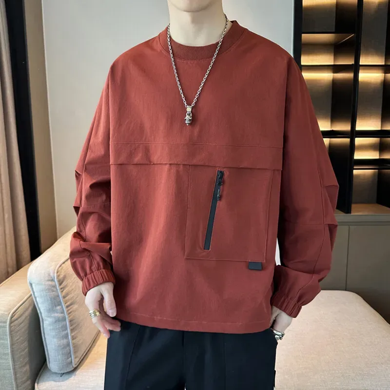 Casual Men's Lightweight And Breathable Pullovers Spring Summer Nylon Pull On Hoodies Streetwear Solid Top Sweatshirts Clothing — image 4