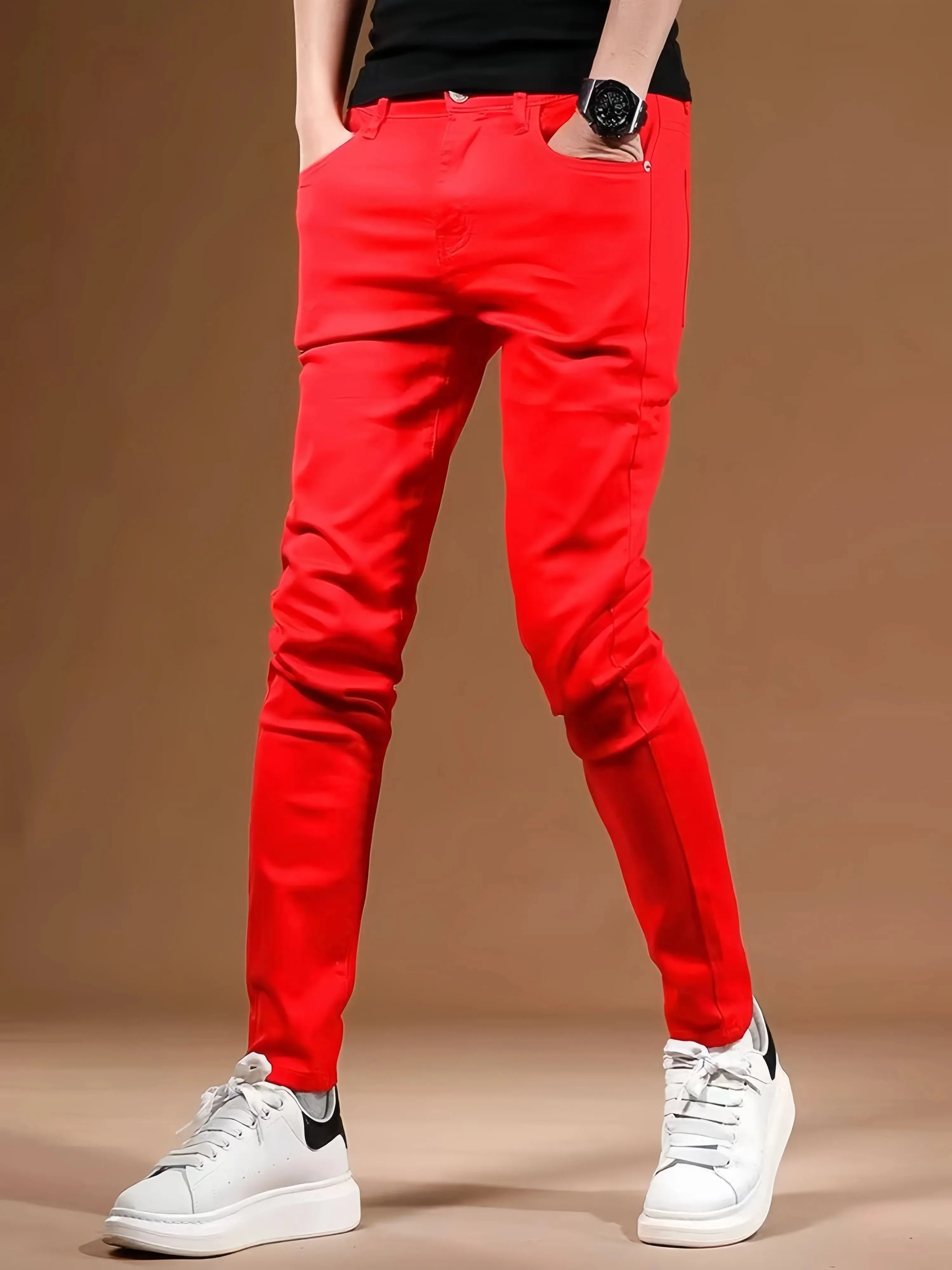 RED Men's Long Pants Bulletproof Business Office Style Simple And Versatile Suitable For Various Occasions