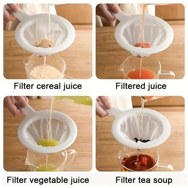 Nylon Ultra-fine Filter Mesh Sieve Soy Juice Coffee Milk Food Strainer Spoon Kitchen Gadgets 120/200/400 Mesh Filter