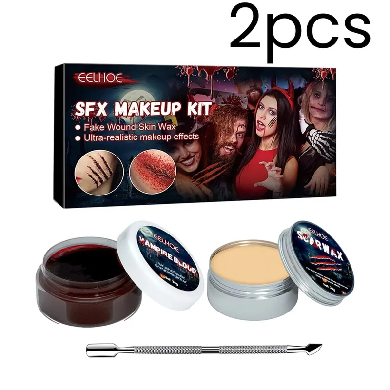 SFX Makeup Kit Fake Wound Vampire Blood Real Effect Long Lasting Safe Skin Friendly Halloween Special Effects Makeup Kit