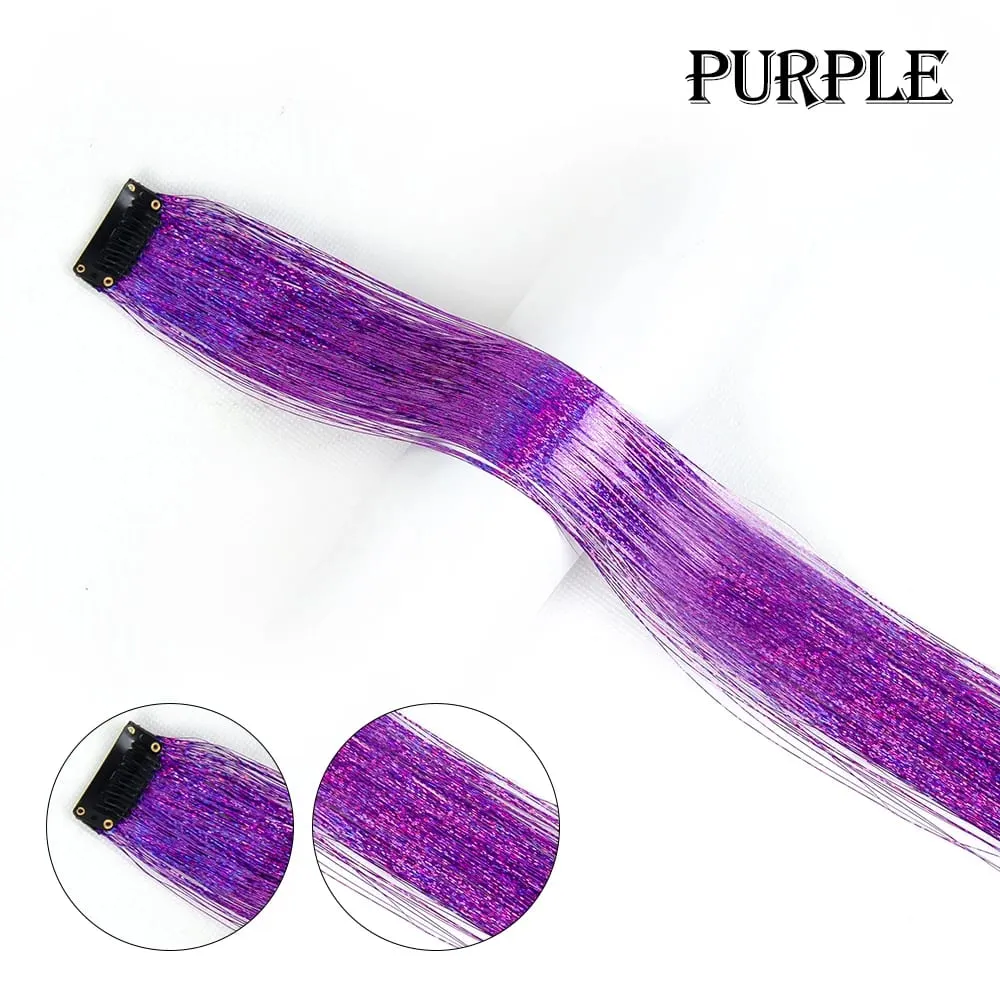 New Hair Tinsel Clip In Extensions Shiny Sparkle Hair Tinsel Glitter Fairy Hair Tinsel Kit Clip In Sparkle Hair Extension 19.5In