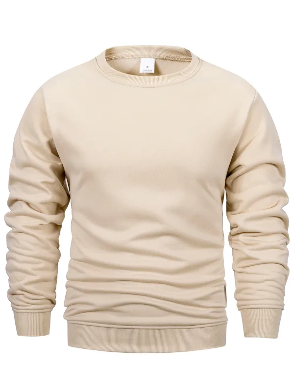 Men's Crew Neck Sweatshirts Solid Color Sweatwear Spring Outdoor Casual Daily Long Sleeve Pullover Hoodie Man Sportswear — image 6