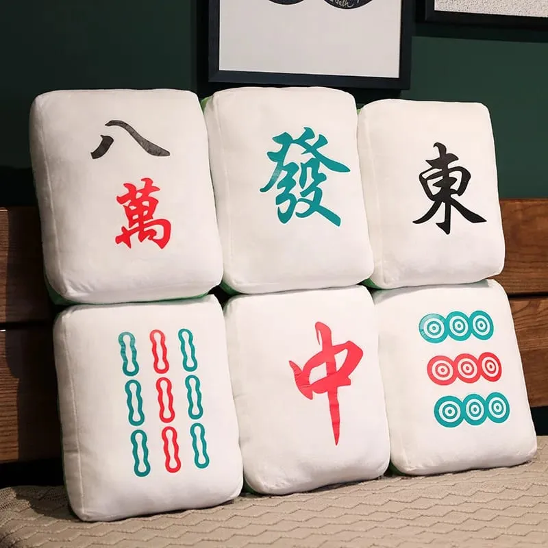 Hot 1pc Creative Mahjong Pillow Cushion Chinese Plush Toy Car Chair Backrest Mahjong Dice Funny Nap Pillow Sofa Home Decor Gift — image 4