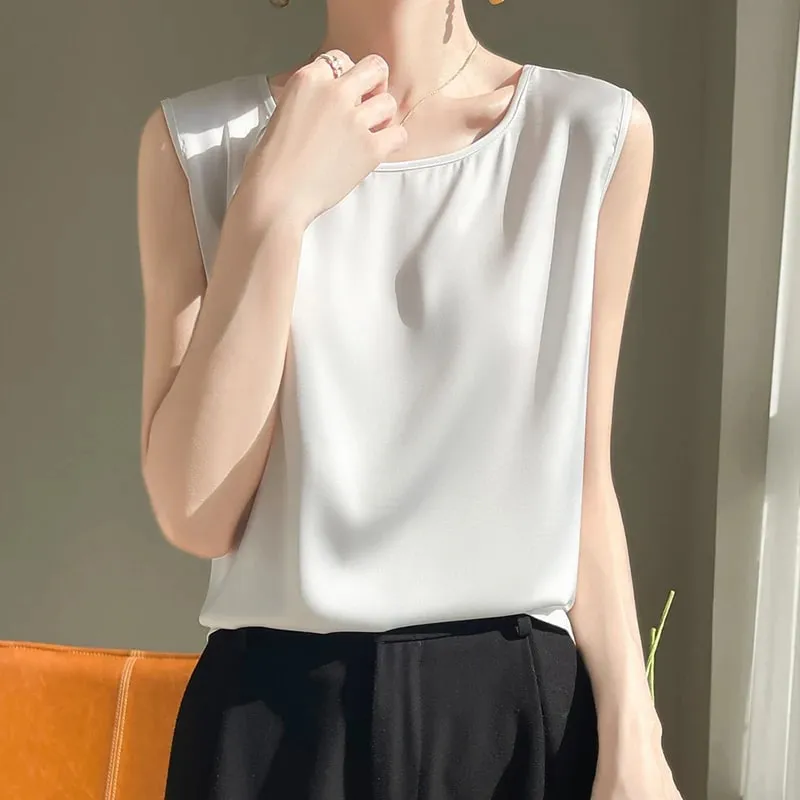 2024 Lace Women Camis Satin Tank Tops Summer Ladies Backless Spaghetti Strap Sexy Round Neck Camisole Female Clothing Cropped RW — image 6