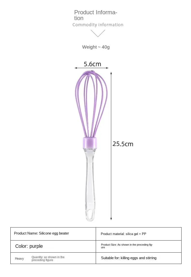 1pc 10-inch manual transparent handle silicone egg beater cake cream mixer egg baking gadget — image 8