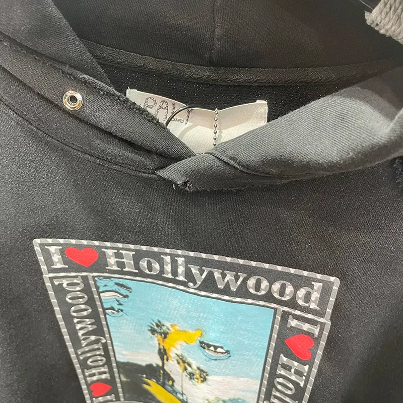 Nieuwe Oversize PALY Hoodies Heren Vrouw Gewassen Zwart Beschadigd Beste kwaliteit Casual Vintage Vest Zip Sweatshirts