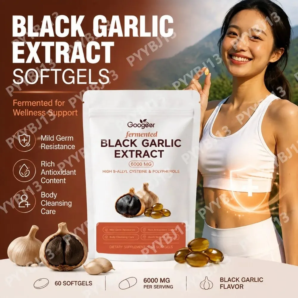 Googeer Fermented Black Garlic Extract Softgels with S-Allyl Cysteine and Polyphenols for Daily Wellness Support 60 Softgels — image 1