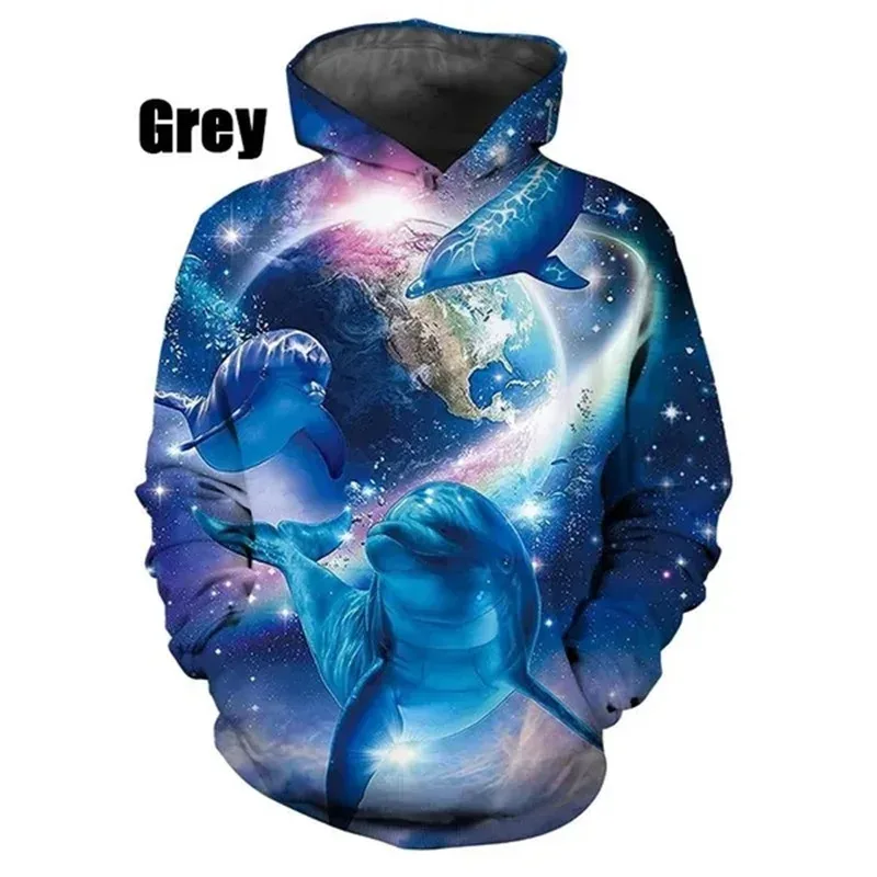 Hot Sale 3D Printing Dolphin Graphic Hoodies Casual Pullover Sweatshirts For Men Women Streetwear Oversized Hoodies For Kids — image 8