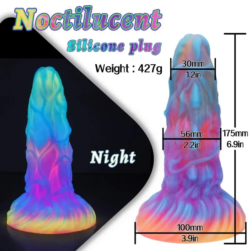 Sumbat Anal Bercahaya Malam Realistis Dildo Naga Monster Bercahaya untuk Wanita Pria Penyumbat Pantat Seksi Bentuk Anjing Mainan Seks untuk Pasangan — image 19