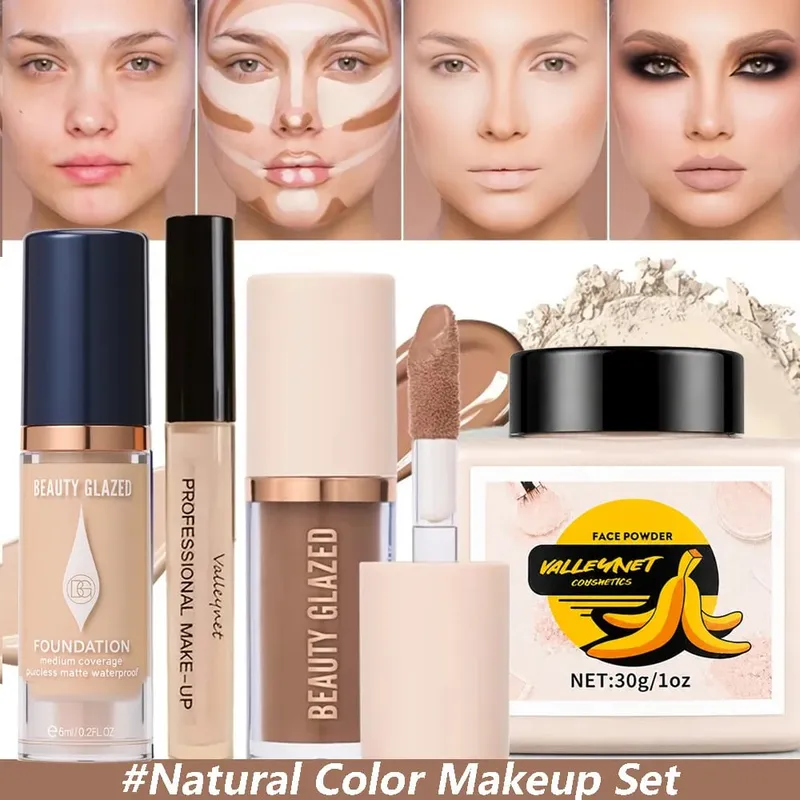 4pcs Face Makeup Set:High-Coverage Concealer Lightweight Foundation 3D Contouring Cream And Oil-Controlling Setting Powder — image 9