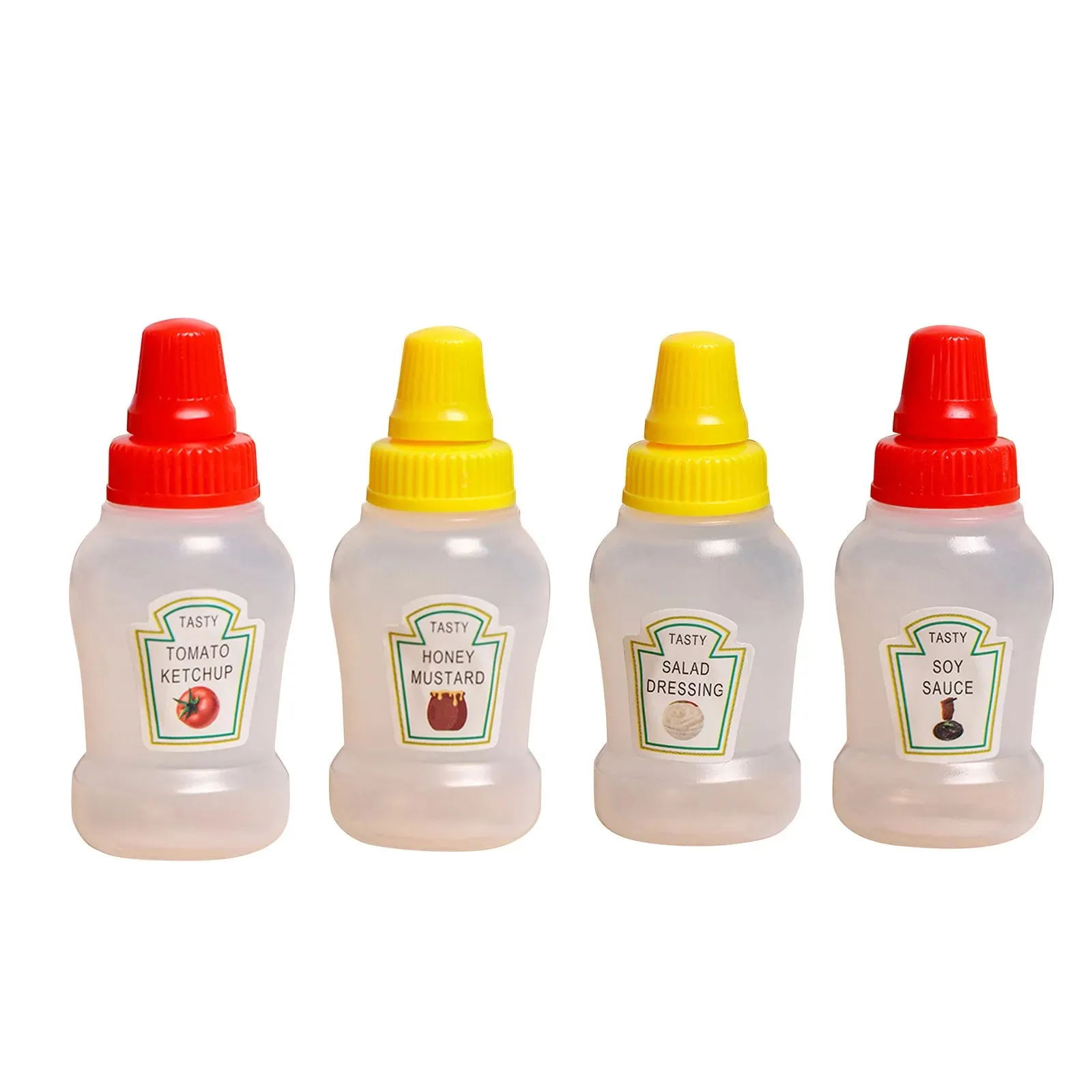 4/8pcs Mini Condiment Squeeze Bottles 25ml Honey/Ketchup/Soy Sauce/Salad Dressing Dispensers Lunchbox Squeezable Containers Jars