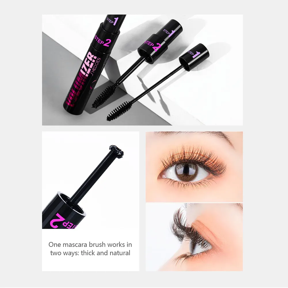 2 In 1 Long Curled Thick Mascara Silica Gel Brush Lengthening Volume Waterproof Lasting Eyelash Mascara Beauty Eyes Cosmetics — image 6