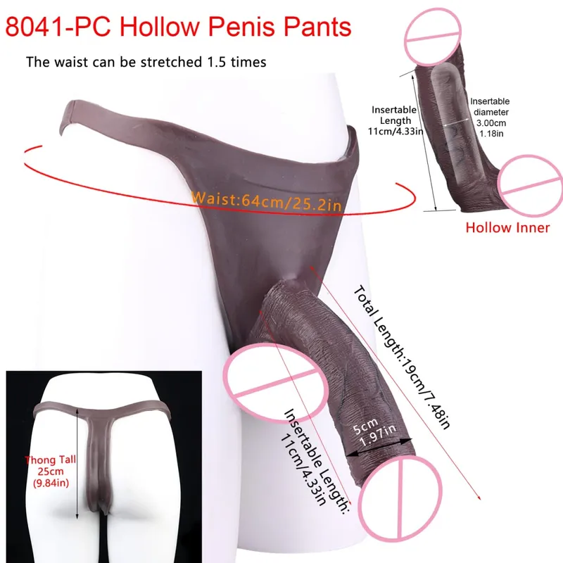 2 Colors Huge Hollow Dildo Pants High Waist Strap-On Penis Extender насадка на член For Men Delay Ejaculation Ultra Dildo — image 25