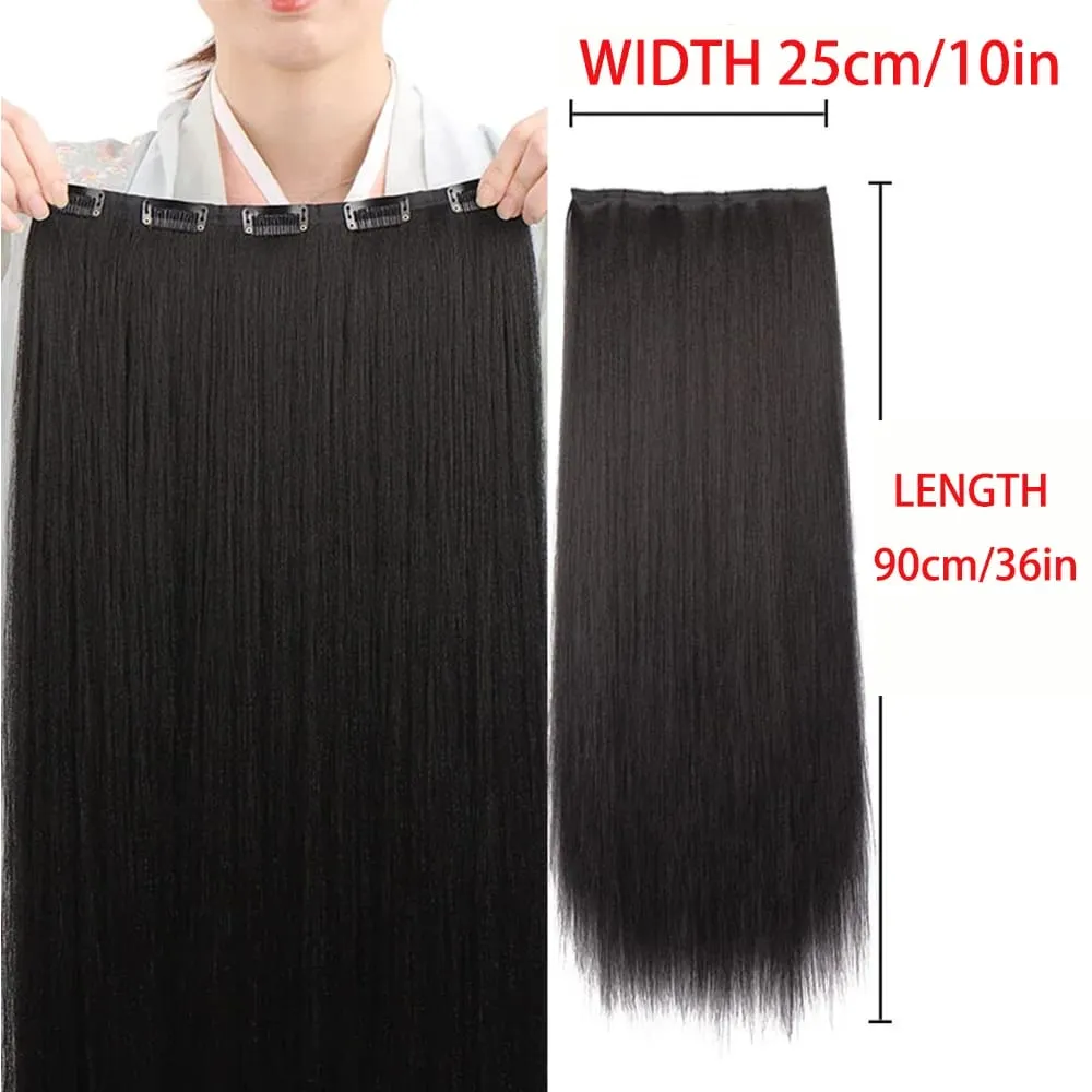 Synthetic black women's vertical hair extensions hair extensions five different lengths of headwear for women's wigs — image 31