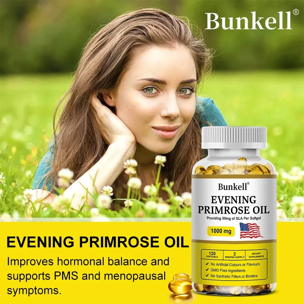 Evening Primrose Oil Capsules - Contains Gelatin and Vegetable Glycerin To Promote Healthy Skin Immunity Balance For Women — image 2