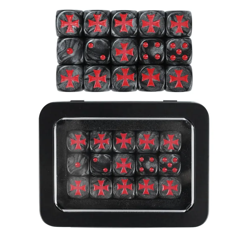 15PCS 16mm/0.63inch D6 Wargaming Dice Set para sa Tabletop Miniatures Game Pagsubaybay sa Damage ng Army Faction Themed Dice Token
