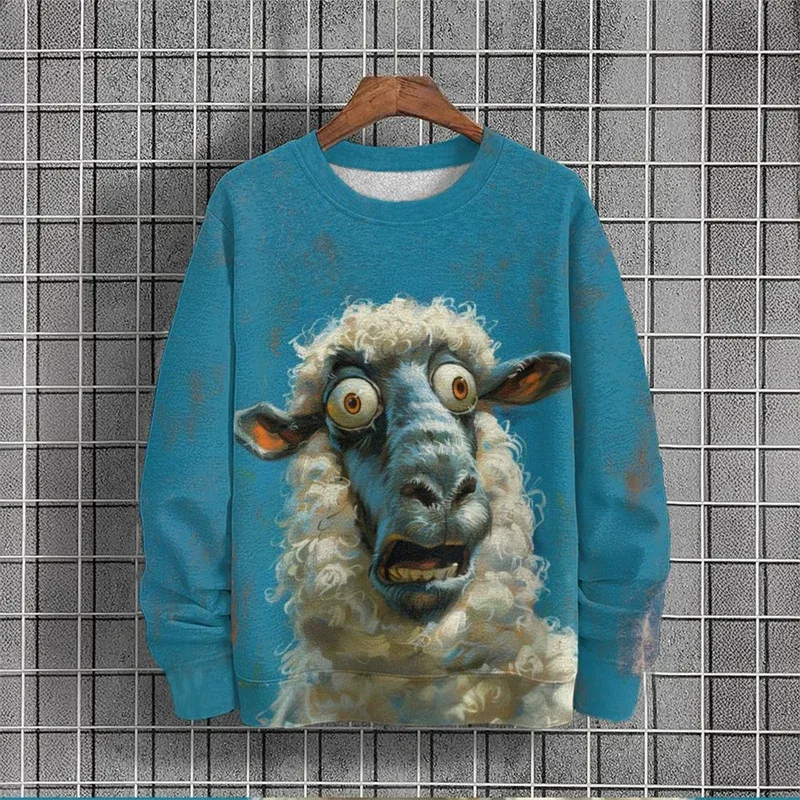 3D Printed Funny Animal Hoodie For Men Cartoon Cow Sheep Pattern Sweatshirts Autumn Long Sleeves Unisex Loose Hoodies O-Neck Top — image 4