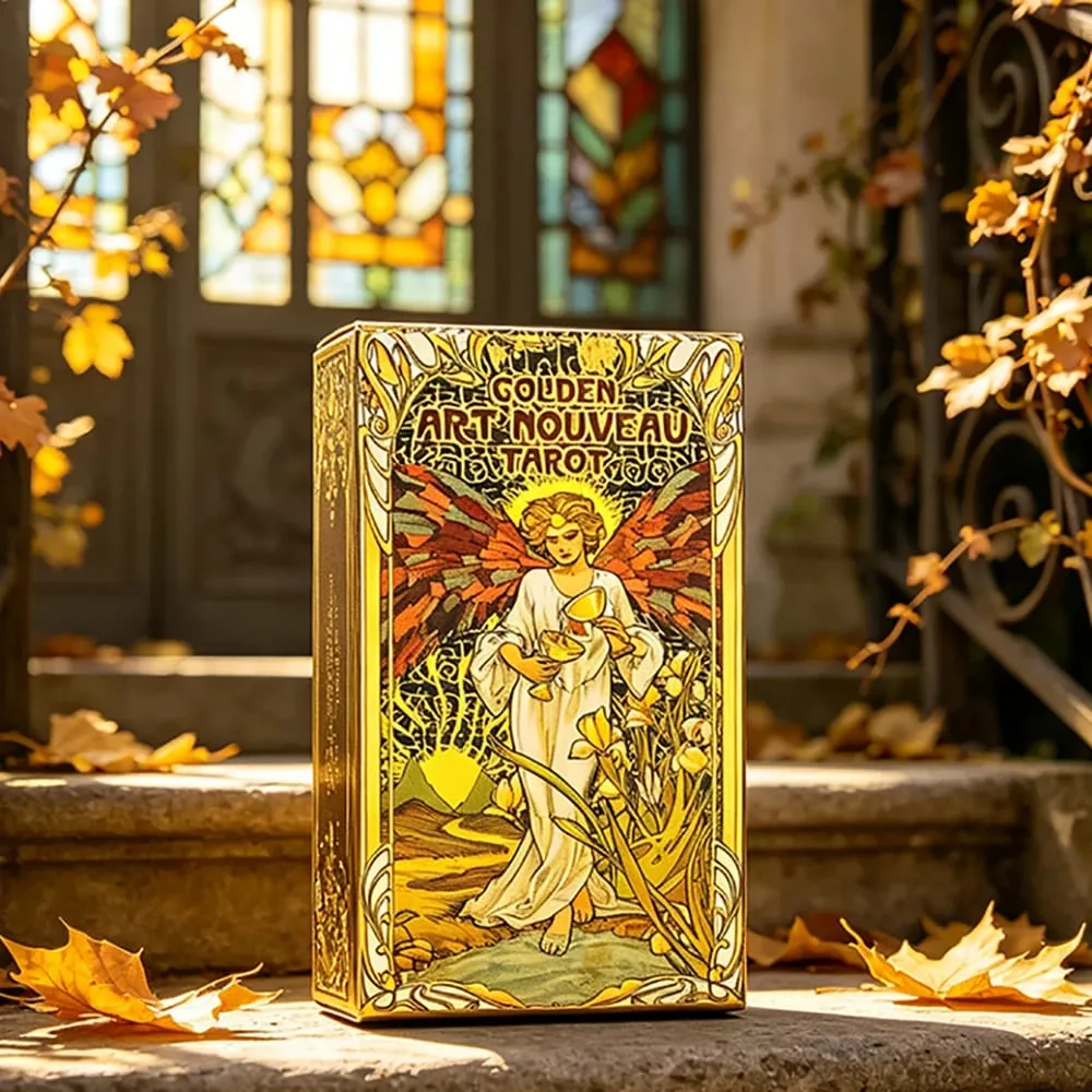 Golden Art Nouveau Tarot 78‑Card Deck Art Nouveau Vintage Style Tarot Cards Divination Fortune‑Telling Board Games Card Game — image 3