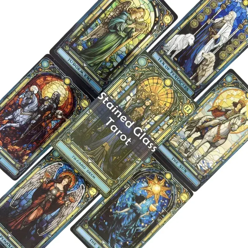 Complete Stained Glass Tarot Deck Cards For Family Party High Quality Fortune Telling Divination Tarot Cards Game