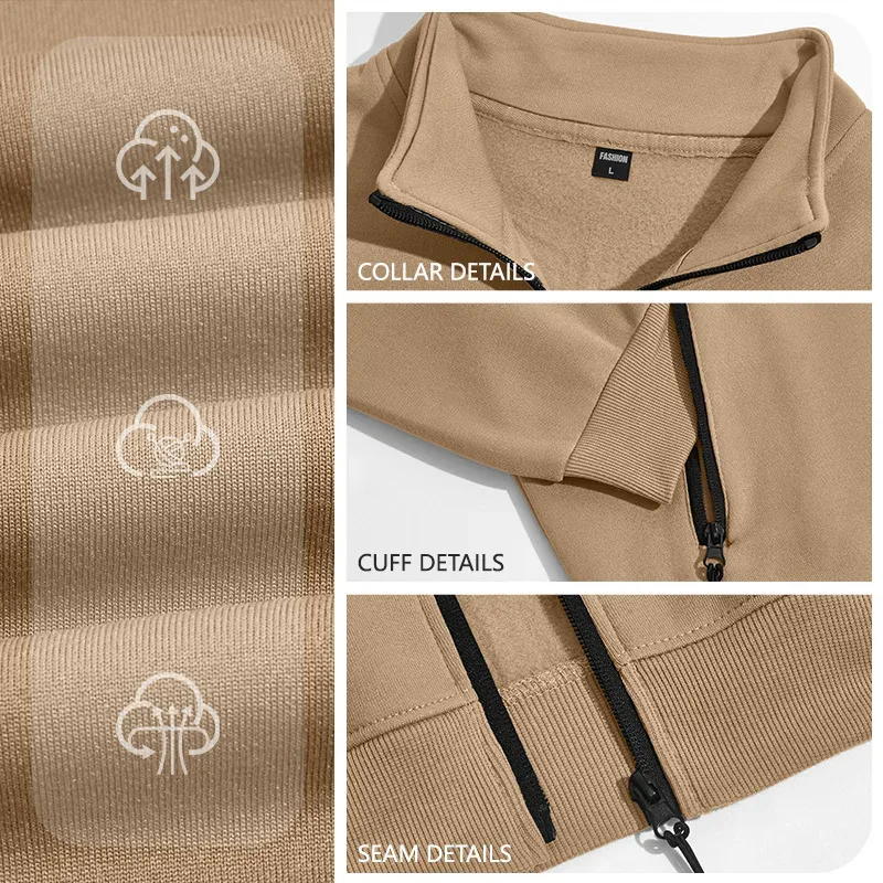 Four Seasons men's full-zip soft-shell jacket with stand-up collar, side pockets, long sleeves and relaxed casual style — image 8