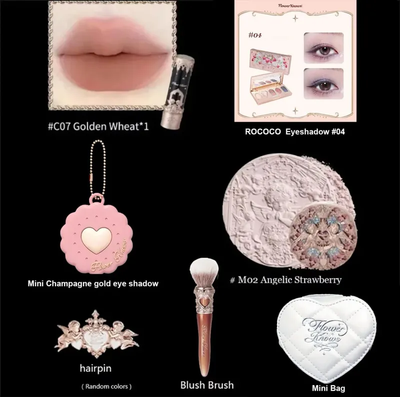 Flower Know Little Angel Collection Makeup Gift Box Eyeshadow Blush Cream Matte Lipstick Highlighter Full Kit All In One