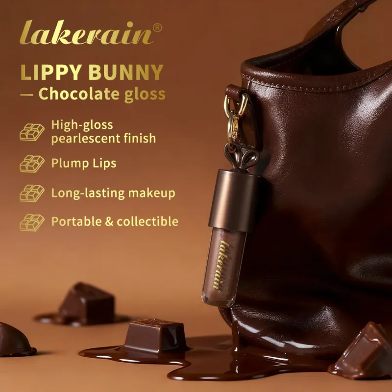 Lakerain Chocolate Rabbit Lip Gloss Long Lasting Hydration Mirror Effect Moisturizing Smooth Non-Sticky Lippy Bunny Lipstick — image 3