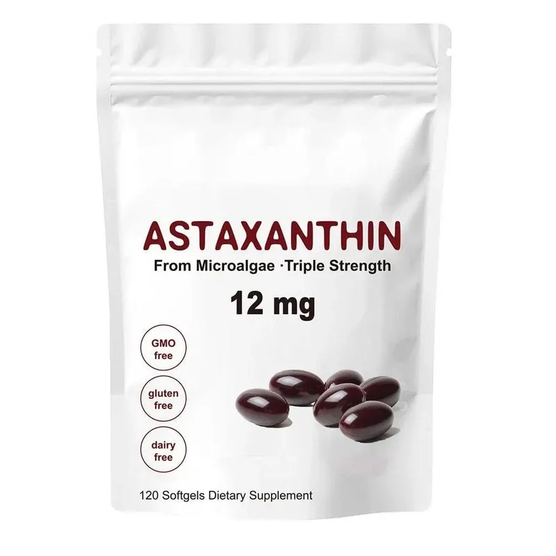 Triple Strength Astaxanthin 12mg - Bổ sung chất chống oxy hóa Astaxanthin tự nhiên Không biến đổi gen đã được xác minh & Không chứa gluten - 120 viên mềm