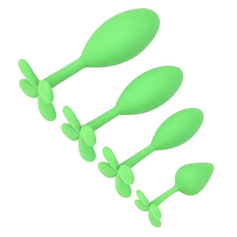 Silicone Anal Beads Butt Plug Set Mini Small Medium Large Anal Plug Four Leaf Clover Anal Trainer Sex Toy Men Women Gay