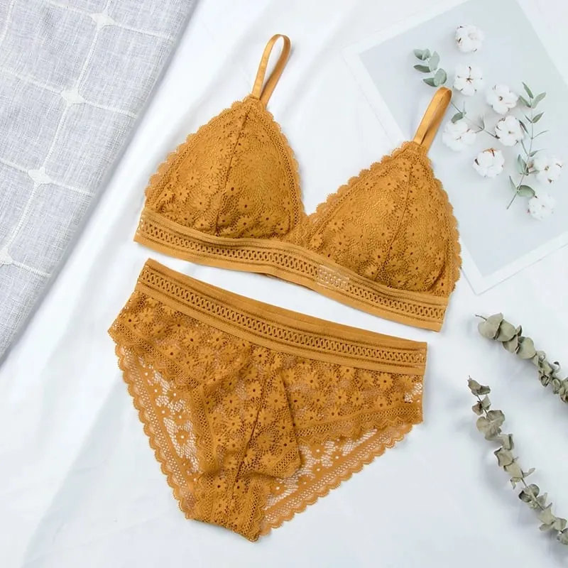 Women Lace Bra Sets Seamless Underwear Backless Vest Sexy Padded Bralette Lingerie Ultrathin Bra & Brief Sets Female Intimates — image 1