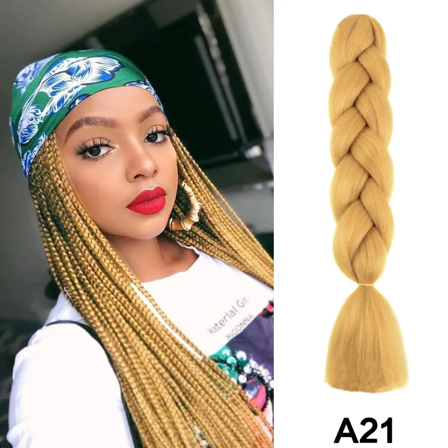 24 Inch Synthetic Jumbo Braid Pure And Ombre Braiding Hair Extensions For Women DIY Jumbo Hair Braids Black Green Gray Brown — image 26