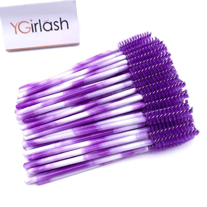 YGirlash 50Pcs Lash Swans Crystal Eyelash Applicator Μίας χρήσης Διαμαντένια λαβή Nylon Mascara Wands Brush Cosmetic Tools