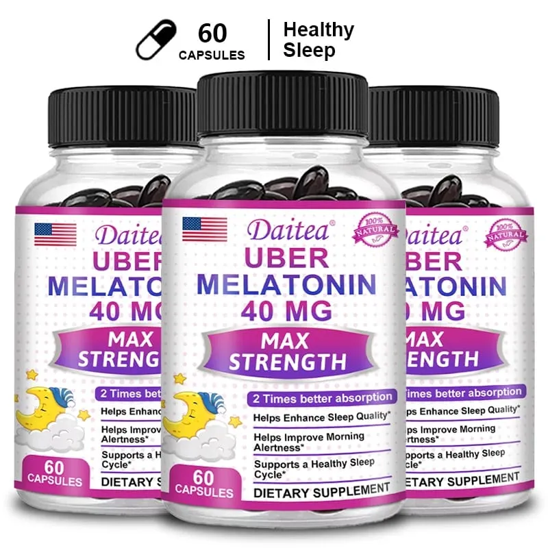 Daitea Super Melatonin Capsules-40mg Contain Vitamin C Help You Fall Asleep Faster Relieve Insomnia and Improve Sleep Quality — image 11