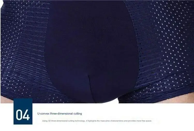 4 PCS/Lot Men's Panties Ice Silk Underpants Breathable Summer Man Shorts Boxers Underwear Homme Bamboo Hole Large Size 2XL-6XL — image 20