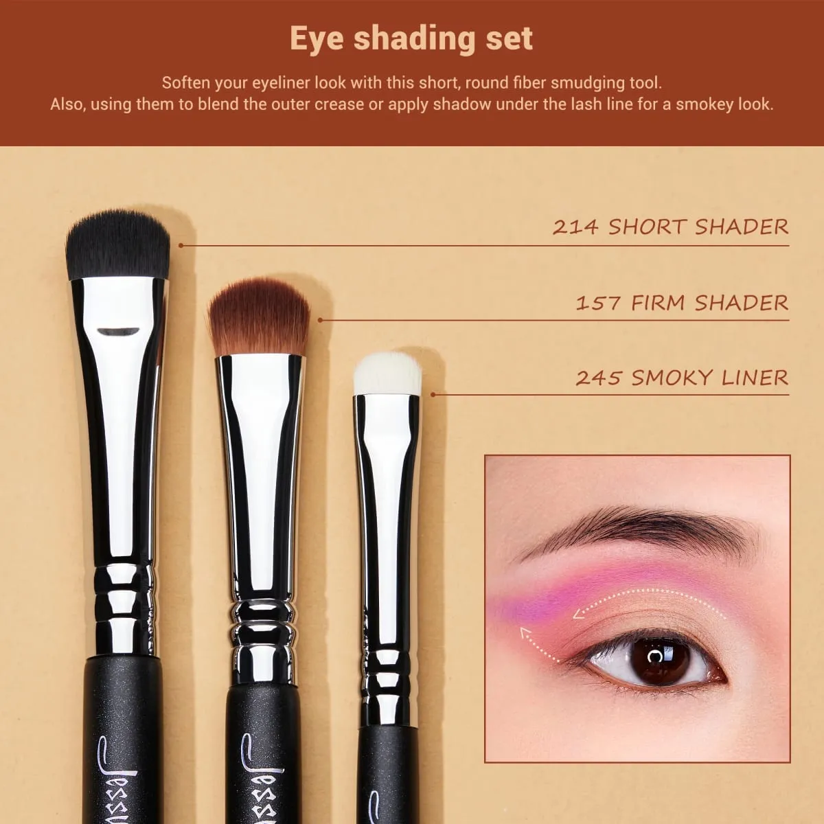 Jessup Eyeshadow Brush set Pro Eye Makeup Brushes set Black Premium Synthetic Eye shading Concealer Blending Brush T339