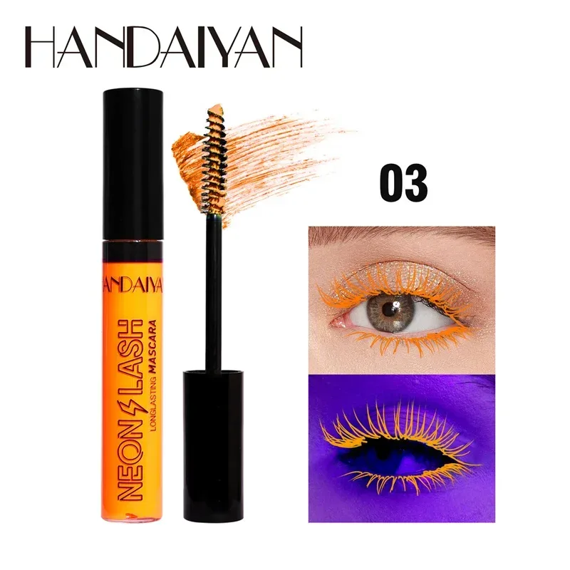 Fluorescence Mascara Waterproof No Blooming Fast Dry Colorful Neon Eyelashes Curling Yellow Blue Lengthens Eye Lashes Cosmetics — image 10