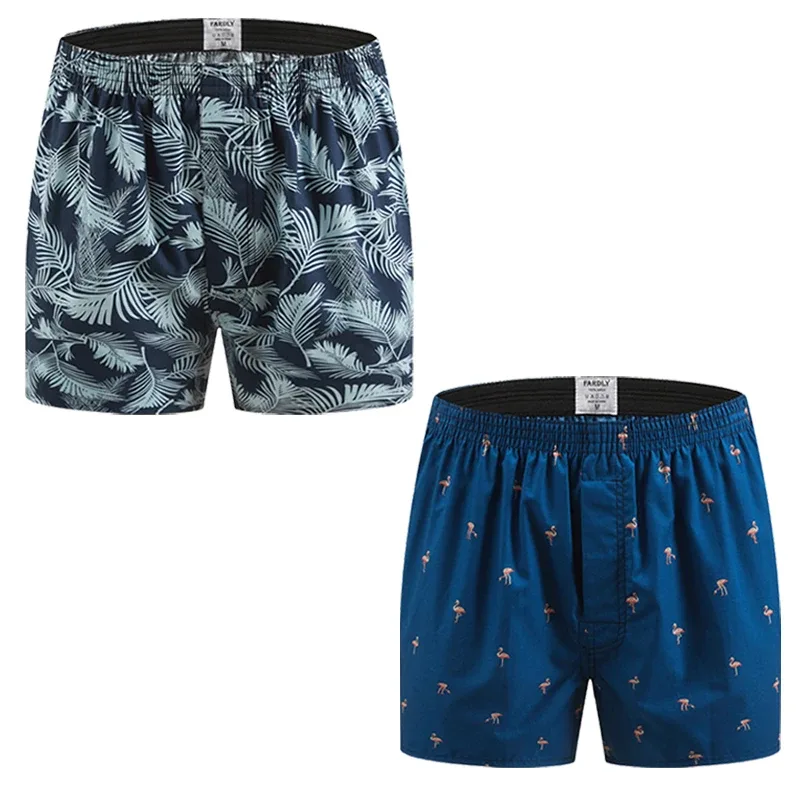 Shorts boxer de algodão masculino, roupa íntima masculina com padrão impresso, shorts estilo universitário, roupa de verão respirável e confortável — image 17