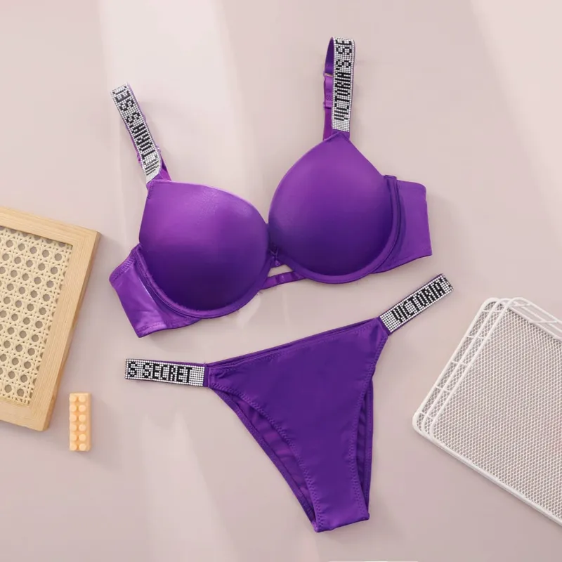 Ny Push Up Shapewear Justerbar, polstret, samlet V-blonde lingerisæt BH og trusse Sexet BH og trussesæt til kvinder Komfortabel — image 9