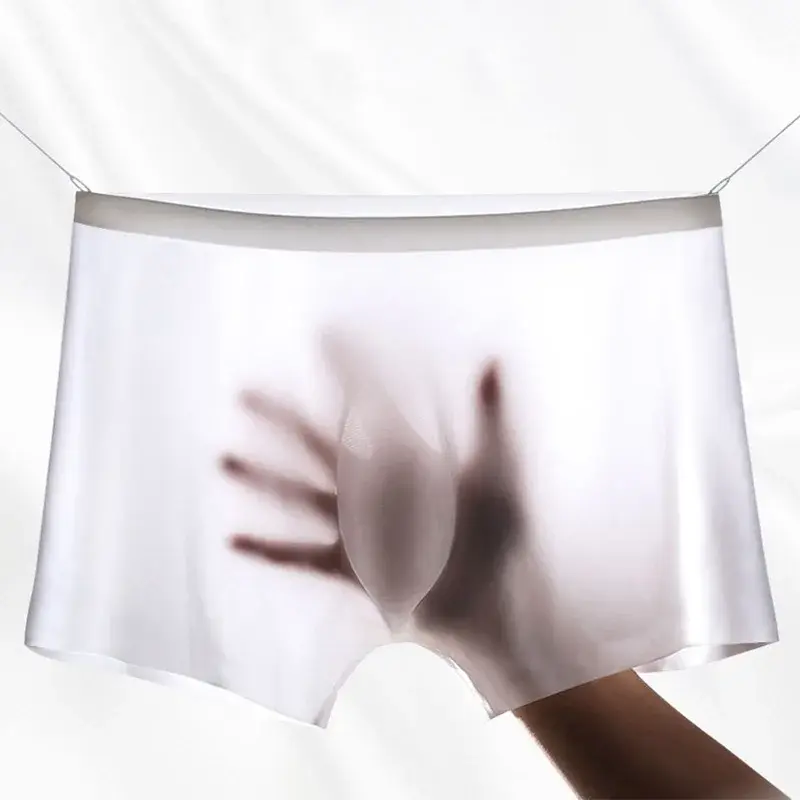 Men Underwear Soft Seamless Ice Silk Boxershorts Summer Ultrathin Underpants Elastic Transparent Panties Male Boxer Pants — image 4
