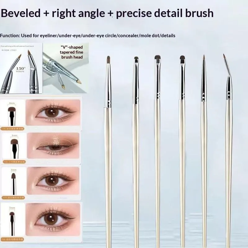 4/6Pcs Eye Detail Brushes Set Horse Hair Eyeshadow Brushes Undereye Smudge Brushes Soft Eyeliner Brush Perfect Eye Makeup Tools