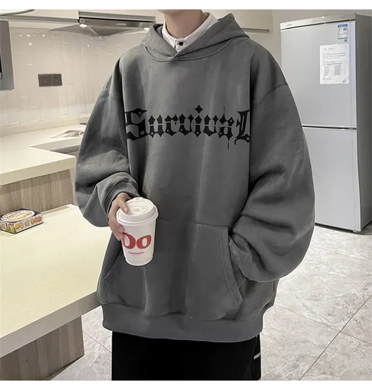 Autumn Gothic Spider Printed Hooded Sweatshirts Hombre Harajuku Streetwear Graphic Suede Hoodies Aesthetic Oversized Y2K Hoody