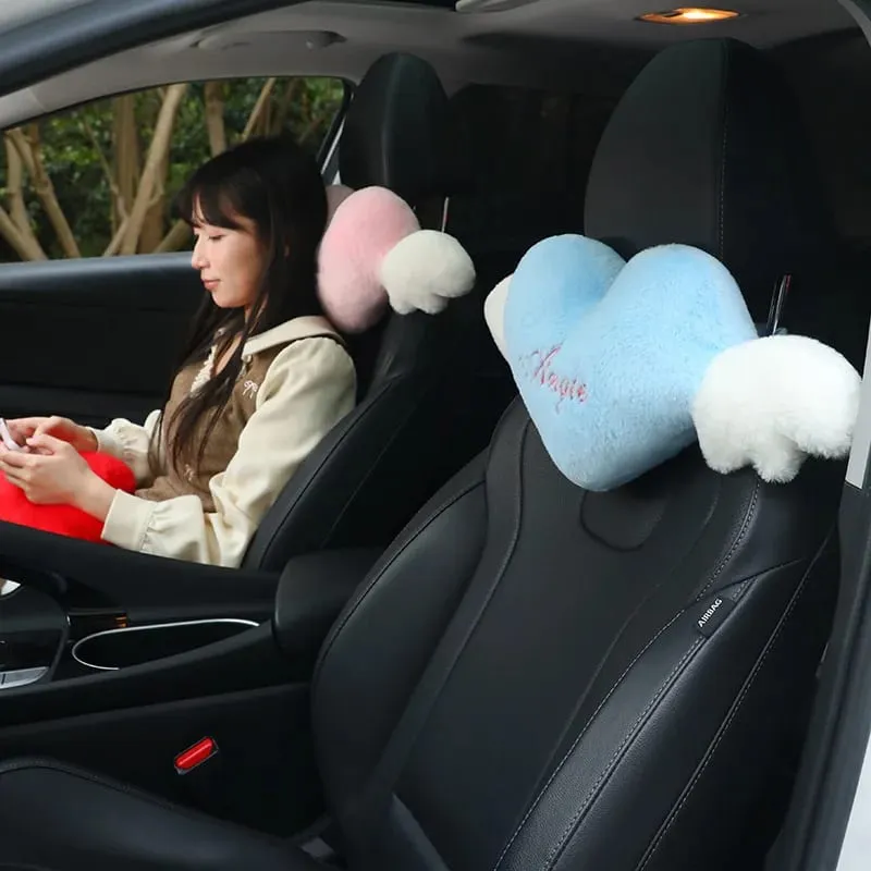 Cute Angel Heart Plush Pillow with Wings Soft Fluffy Love Heart Stuffed Cushion Car Sofa Home Decor Valentine Creative Gift