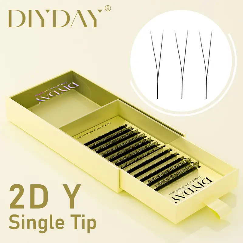 Single Tip 2D Y Eyelash Extension More Denser Softer False Mink Lashes Premade Fans Y Shaped Eye Lashes for Makeup Tools
