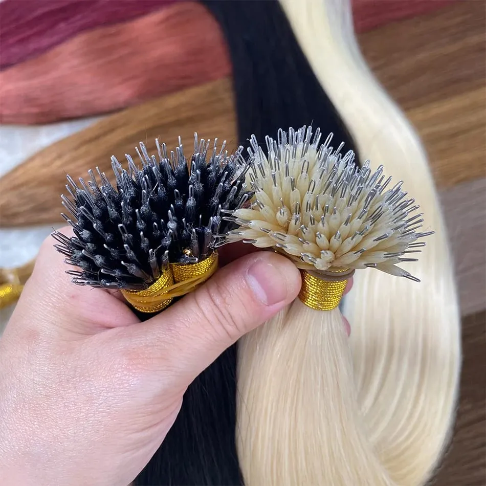 Micro Ring Hair Extension Ombre 100% Virgin Human Hair Extensions Nano Ring Micro Beads Tip Thick Full Head 18"-30"extensiónes — image 2