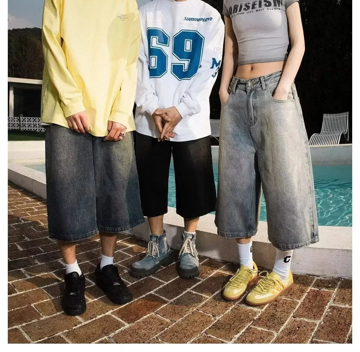Wide-leg Seven-point Denim Shorts Men's 2025 Summer New High-end Fashion Brand Straight Casual Pants Man Jeans Y2k Clothes Baggy — image 7