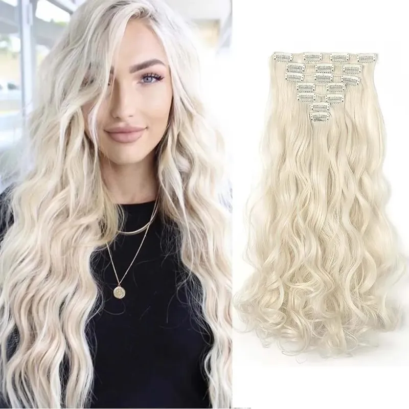 22 Inch Elegant Sexy Hair Curly Extensions 7Pcs/Set 16 Clips Long Curly Wave-Body Wave Hair Extensions Clip In Hair Extensions — image 13