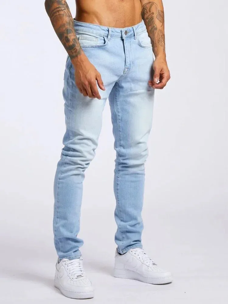 Jeans Lelaki Elastik Kurus Warna Pepejal Seluar Pensel Regangan Slim Fit Denim Jeans Joging Streetwear Koboi Seluar Kasual Blck — image 5