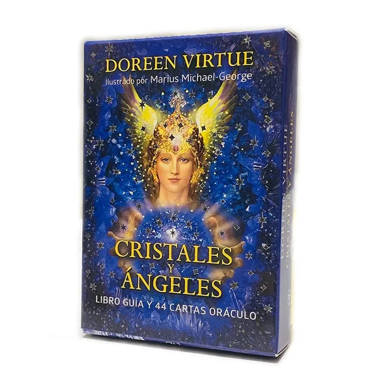Crystals Angel Oracle Cards 44 Deck 10.4*7.4cm Spanish Version Fate Divination Tarot Board Game Cristales Ángeles