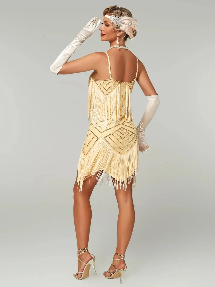 Flapper Roaring Plus Size 20s Great Lady Mini Short Dress Gatsby Fringed Sequin Beaded Lady Mini Tassels Decoration Dresses — image 7