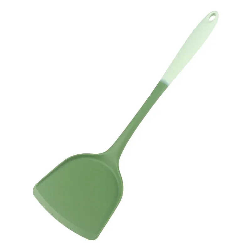 6-Piece Silicone Kitchen Utensil Set: Chinese Spatula Soup Ladle Slotted Turner Pasta Spoon Salad & Honey Scrapers for Non-S